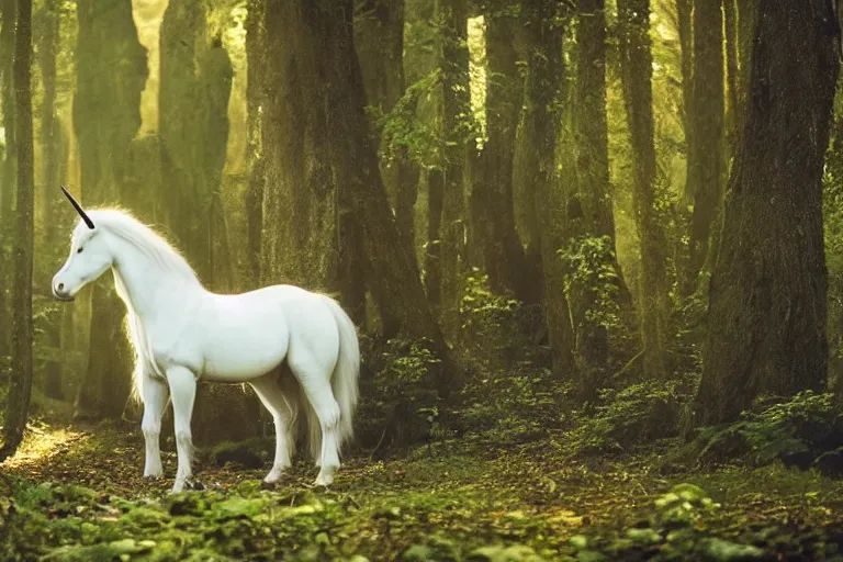 Image similar to beautiful unicorn in the forest natural lighting by Emmanuel Lubezki