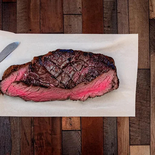Prompt: detailed schematic of steak on parchment