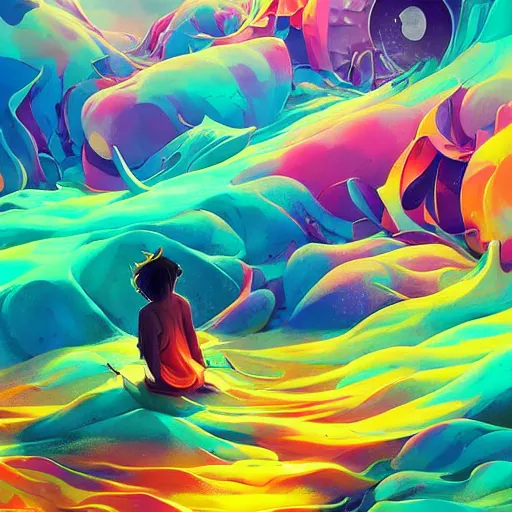 Image similar to weird cool beautiful 3 d, full spectrum of strong colours cyril rolando and victo ngai with colourful shadows, textures, award winning hdr, abstract cool beautiful serene sublime landscape by turner and michael whelan and matthias grunewald, colourful shadows, natural forms, beautiful clear sharp tiny details, artstation 8 k