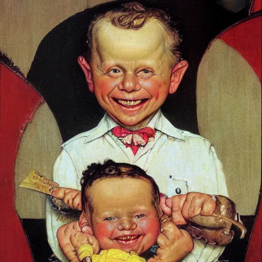 Prompt: smiling worm baby by norman rockwell