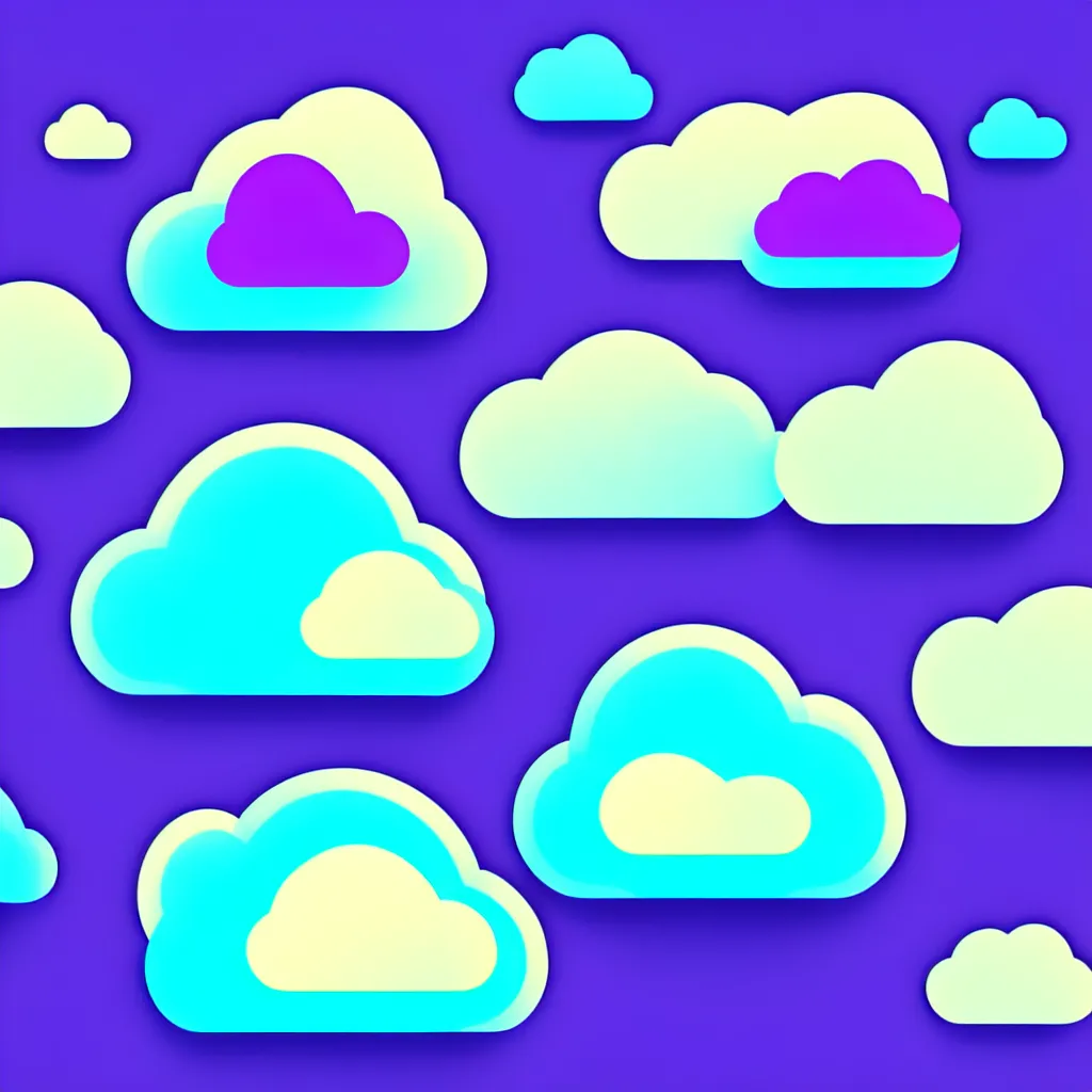 Image similar to a simple micro-service deployed to a public cloud, security, attack vector, trending on Artstation, painting by Jules Julien, Leslie David and Lisa Frank, muted colors with minimalism