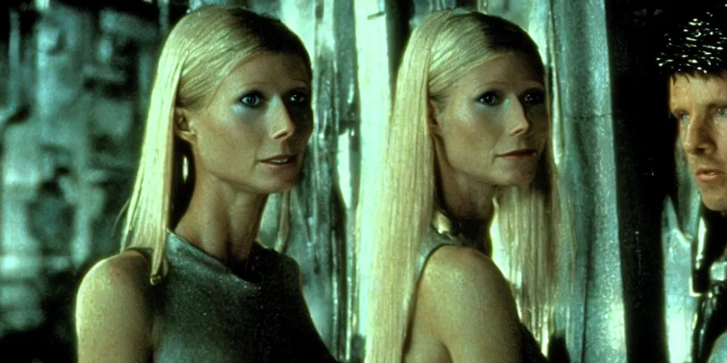 Image similar to a film still Gwyneth Paltrow in Blade Runner , high quality