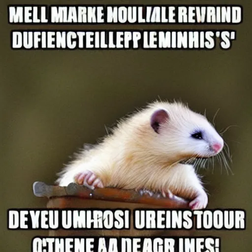 Prompt: a funny meme about ferrets