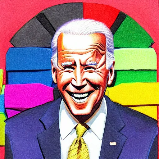 Image similar to joe biden eating a box of crayons, hyperrealism