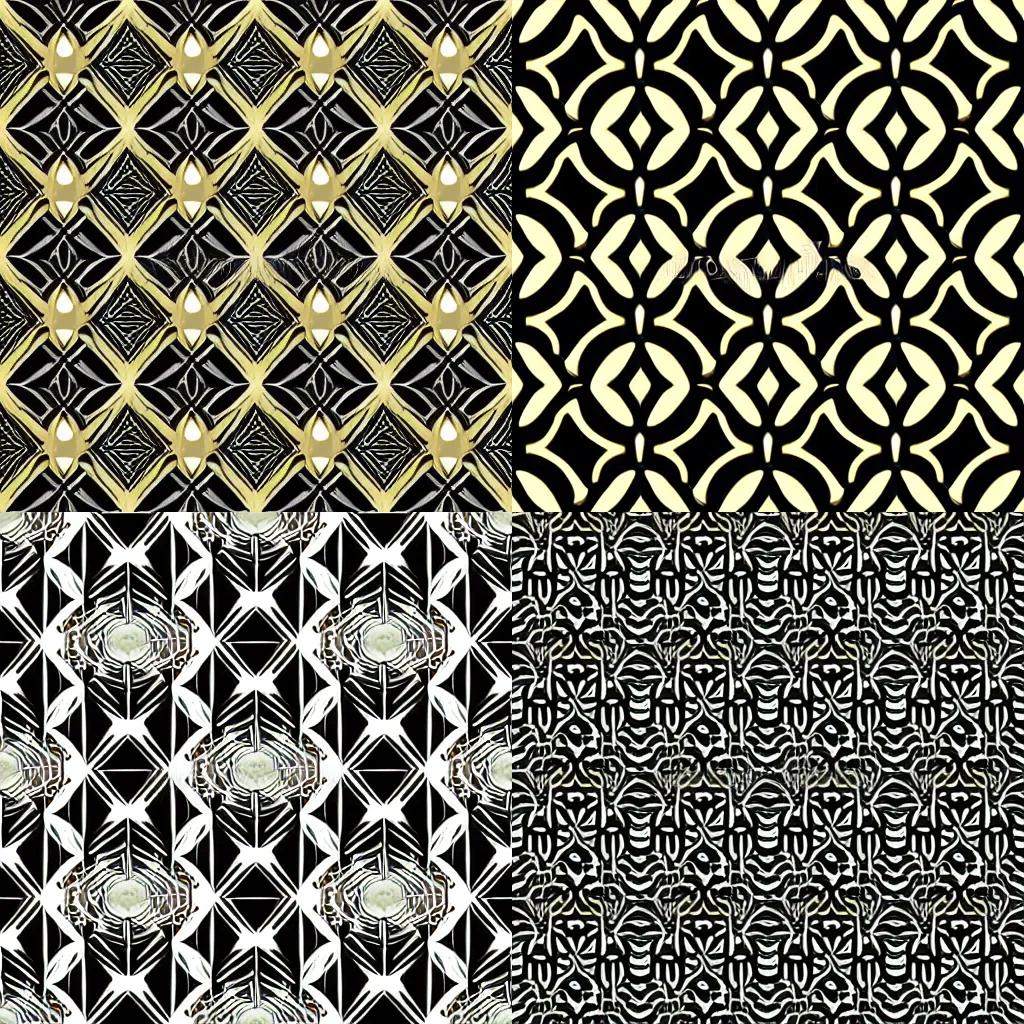 Prompt: abstract repetitive pattern, black grey gold, detailed geometric vector illustration