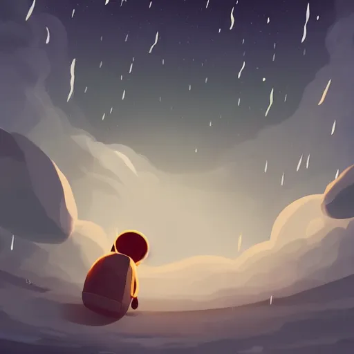 Prompt: terrified baby harp seal astronaut floating alone in deep space, black bacgkground with scattered stars, lonely, scary, atey ghailan, goro fujita, studio ghibli, ominous, dark lighting, clear focus, very coherent,