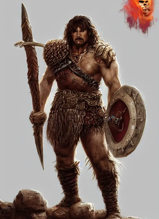 Image similar to barbarian warrior, ultra detailed fantasy, dndbeyond, bright, colourful, realistic, dnd character portrait, full body, pathfinder, pinterest, art by ralph horsley, dnd, rpg, lotr game design fanart by concept art, behance hd, artstation, deviantart, hdr render in unreal engine 5