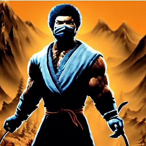 Prompt: Bob Ross Mortal Kombat performing fatality, unreal engine, 8k highly detailed