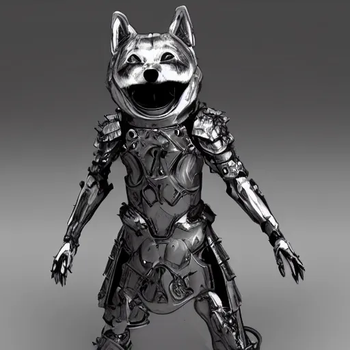 Prompt: bones armor, anthropomorphic shiba inu, stuning 3 d render, masterpiece, glowing aura, by tsutomu nihei