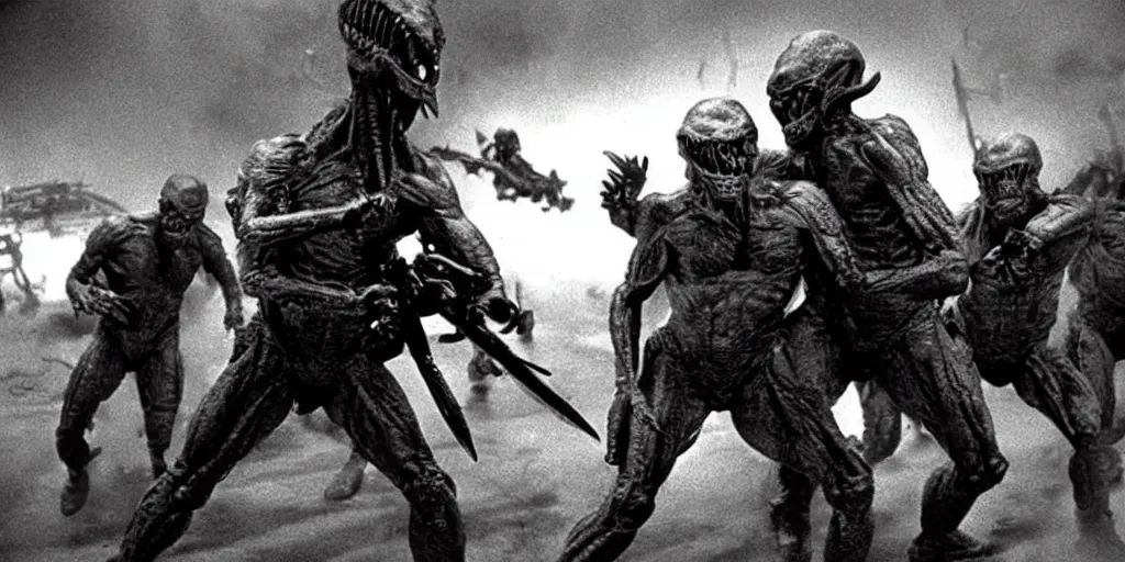 Image similar to film still, soldiers fighting monsters, from alien 2 ( 1 9 8 6 )