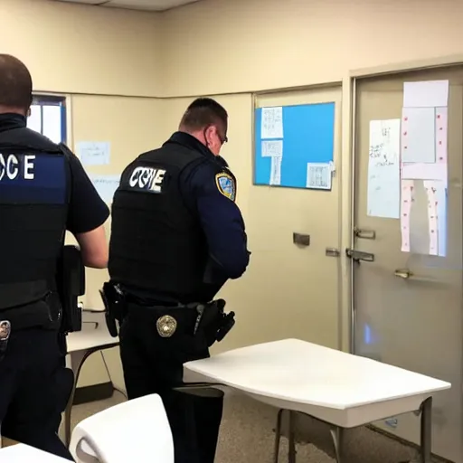 Image similar to cops raiding a math lab