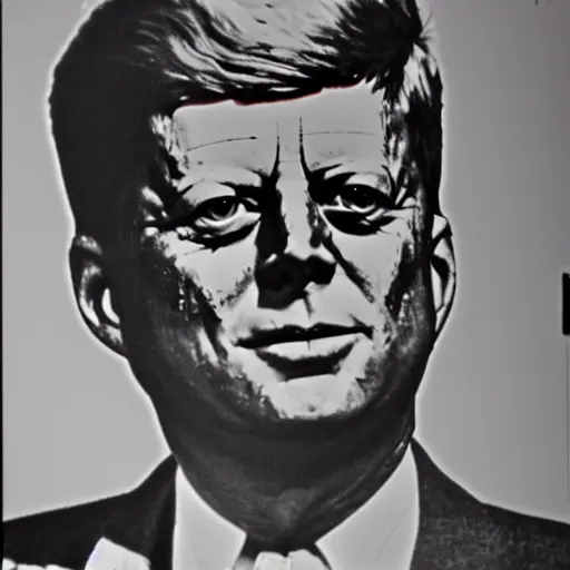 Prompt: John F. Kennedy creepypasta, blood, hyperrealism