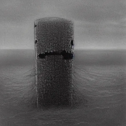 Image similar to dessicated spongebob rotting at the bottom of the sea beksinski