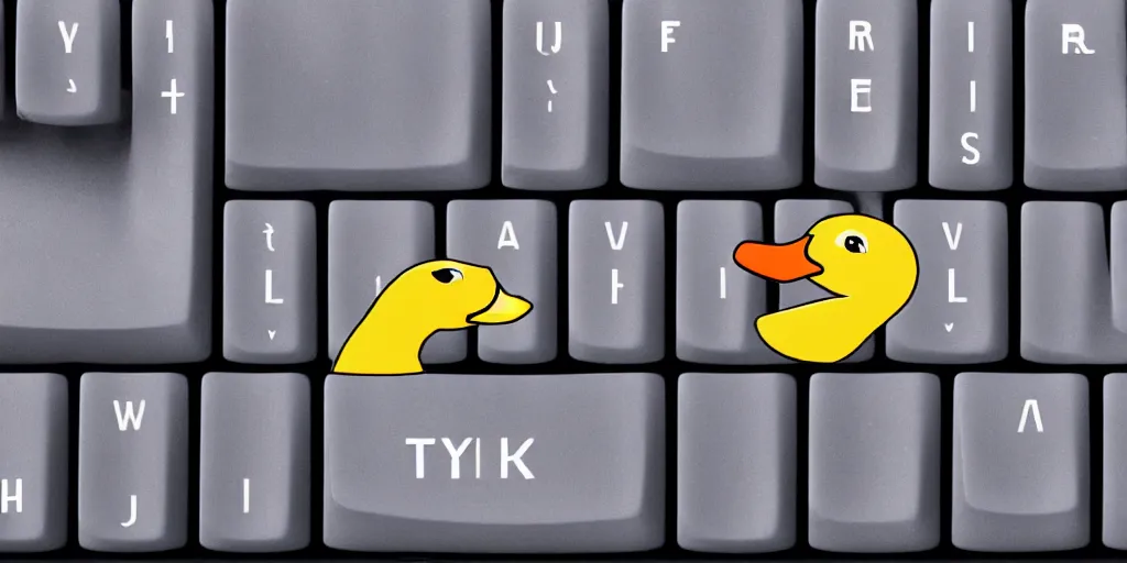 Prompt: Ducks typing on a keyboard