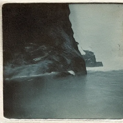 Prompt: dark thalassophobia picture, 1910 Polaroid