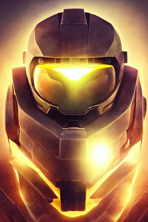 Image similar to robot ninja mask helmet halo master chief radiating a glowing aura global illumination ray tracing hdr fanart arstation by ian pesty and katarzyna da „ bek - chmiel