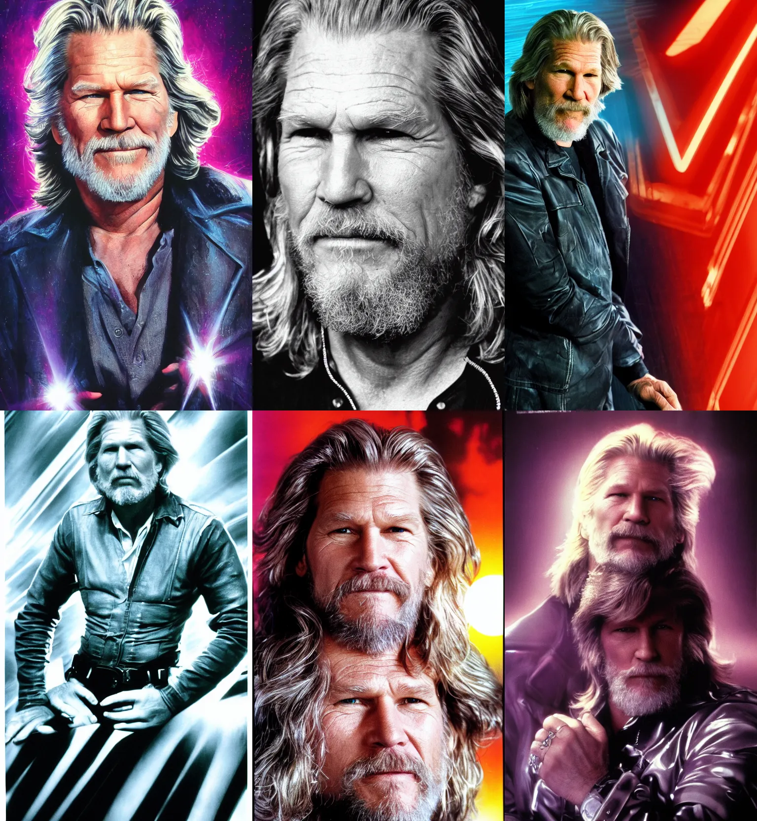 Prompt: portrait yonge jeff bridges in sungalsses as digiatal cyborg, tron, movie poster, 8 6 s,, realistic, uplight