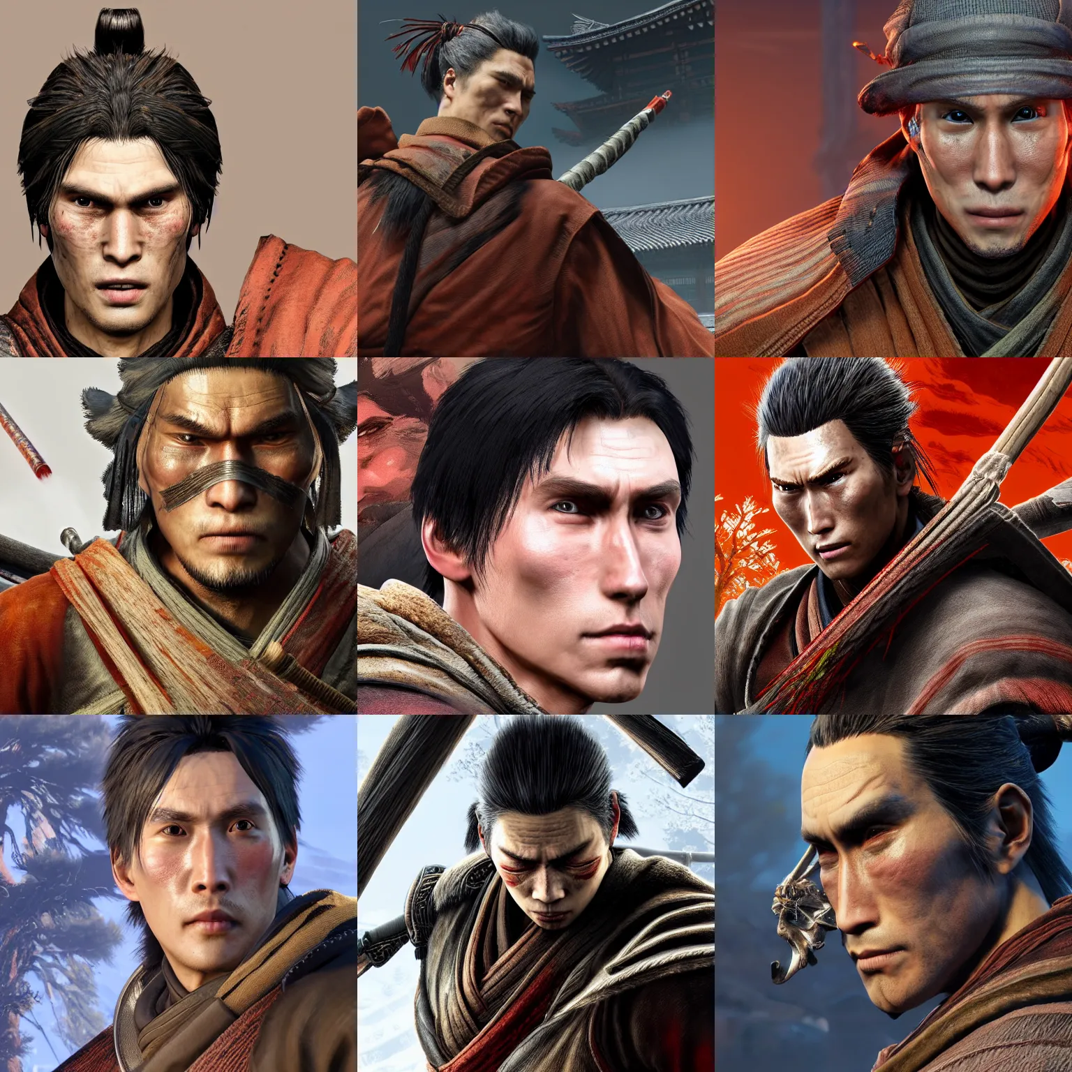 Prompt: close up portrait of streamer jerma985 in sekiro, gaming, detailed, 4k