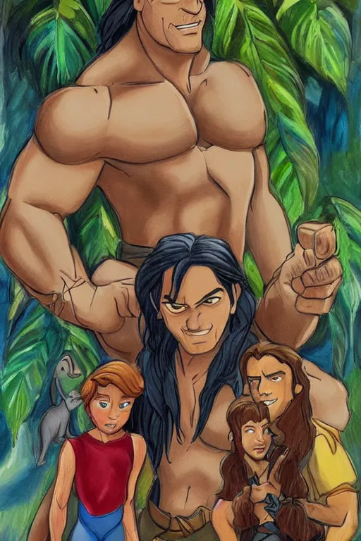 Image similar to disney's tarzan, solo portrait, 🎨🖌