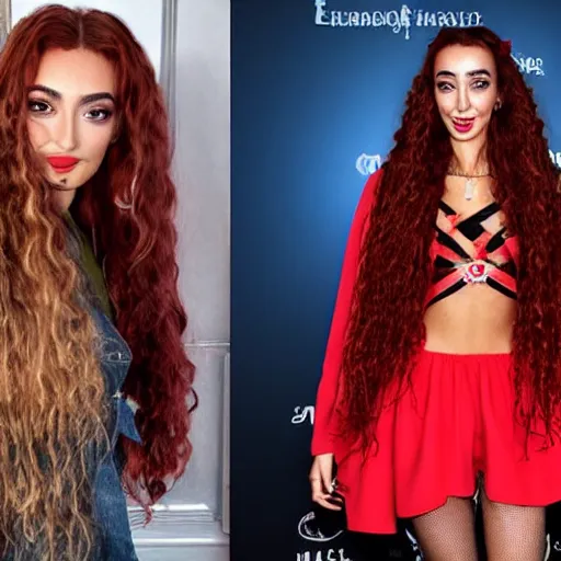 Prompt: Eleni Foureira dressed as Hermione