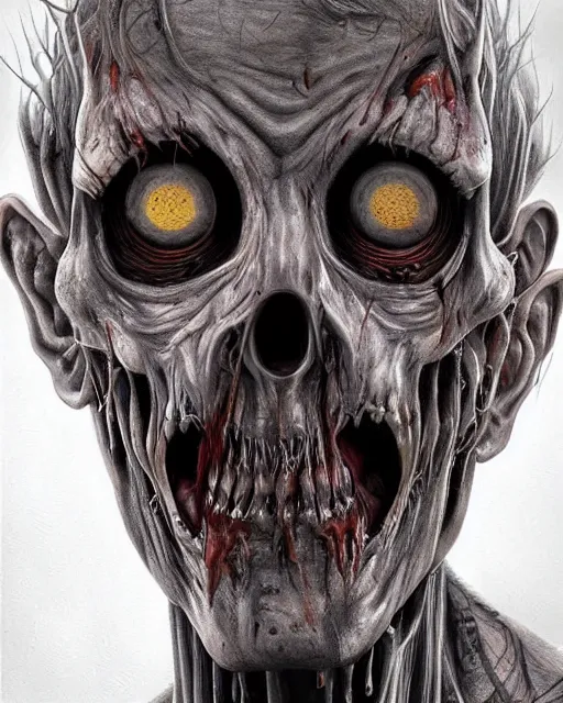 Image similar to Haunting horrifying hyperrealistic detailed painting of a tall slim flesh demon covered in thick black blood, heavy metal, disgusting, creepy, unsettling, and bloodshot eyeballs, hyper detailed, trending on Artstation