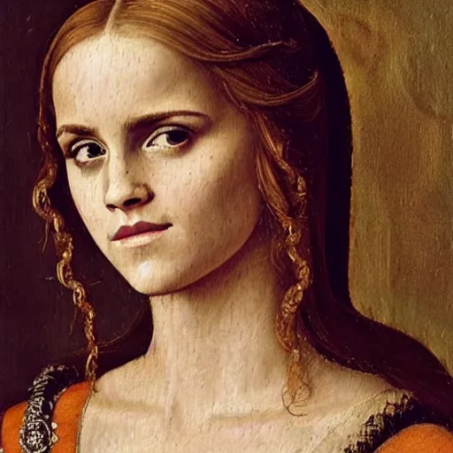 Image similar to a highly detailed renaissance painting of emma watson wearing knight armour, 4 k, victorian era, illustration