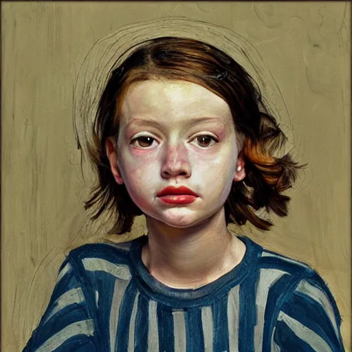 Prompt: high quality high detail painting by lucian freud, hd, cutest girl portrait, photorealistic lighting