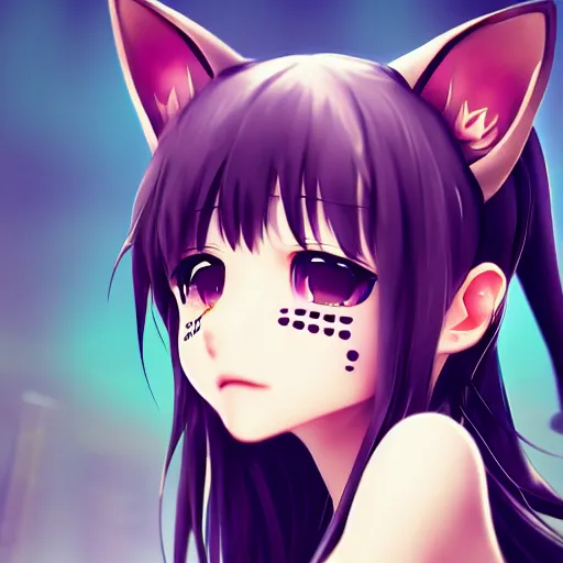 Image similar to nekopara fantastically detailed eyes cute girl portrait with fantastically detailed cat ears dressed like a cat modern anime style, made by Laica chrose, Mina Petrovic, WLOP!!!!!!!!!!!! Cell shading modern anime trending professional digital art unreal Engine 4k 8k