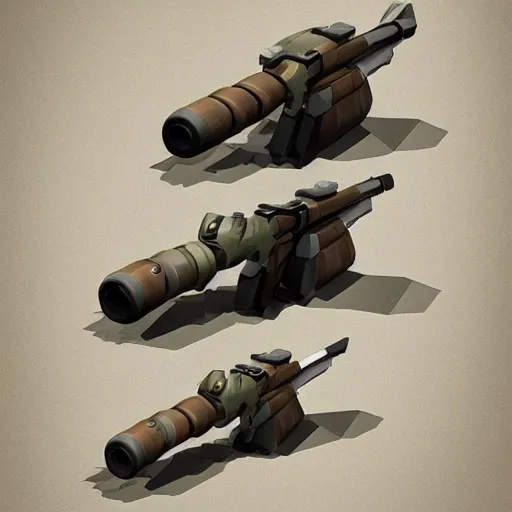 Image similar to double barrel shotgun, pale colors, low poly artstation