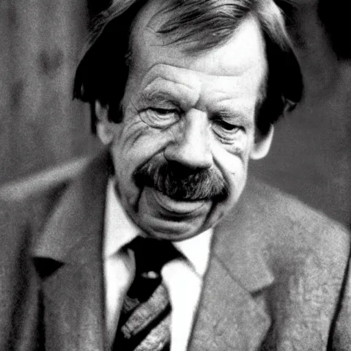 Prompt: a closeup of vaclav havel as a character in a karel zeman movie