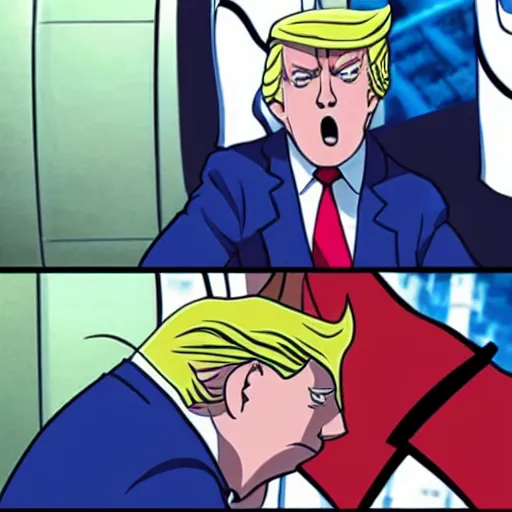 Image similar to donald trump as a main antagonist in anime