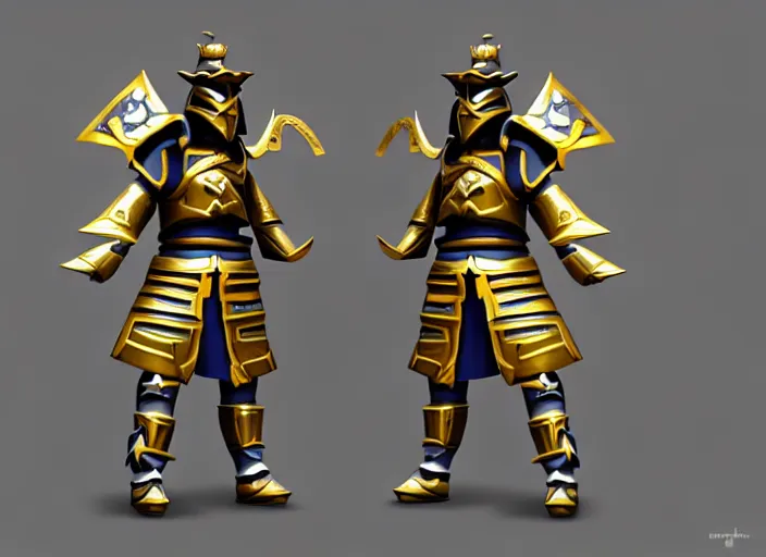 Image similar to suit of gilded samurai armor, stylized stl, 3 d render, activision blizzard style, hearthstone style