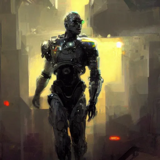 Image similar to heroic (((man))) cyborg, sci fi portrait by craig mullins