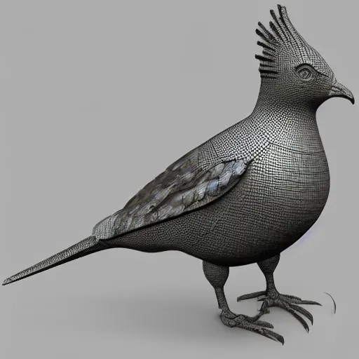 Image similar to armored bird, 3d.4d, realsitic, photorealistic