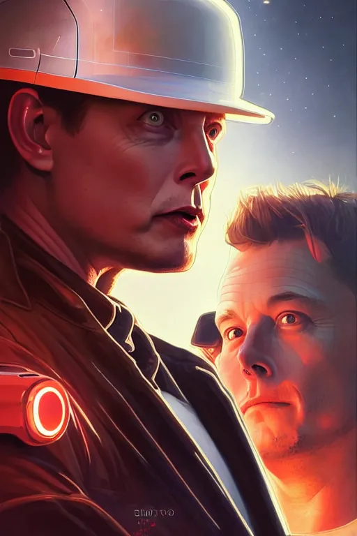 Image similar to elon musk as marty mcfly near cybertruck, realistic portrait, symmetrical, highly detailed, digital painting, artstation, concept art, smooth, sharp focus, illustration, cinematic lighting, art by artgerm and greg rutkowski and alphonse mucha