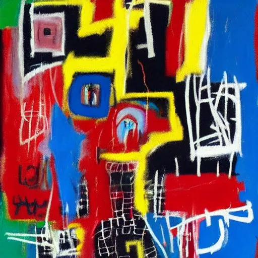 Prompt: abstract basquiat oil painting