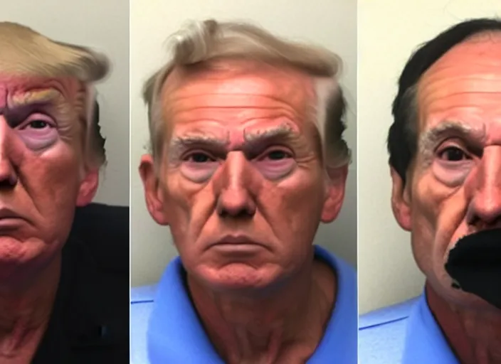 Image similar to arrested senior man with facial features like Donald Trump taken away by FBI at golf course, photo, high quality