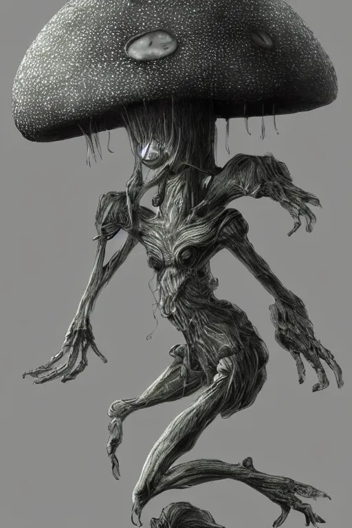 Prompt: a humanoid figure mushroom creature, highly detailed, digital art, sharp focus, trending on art station, plant, anime art style