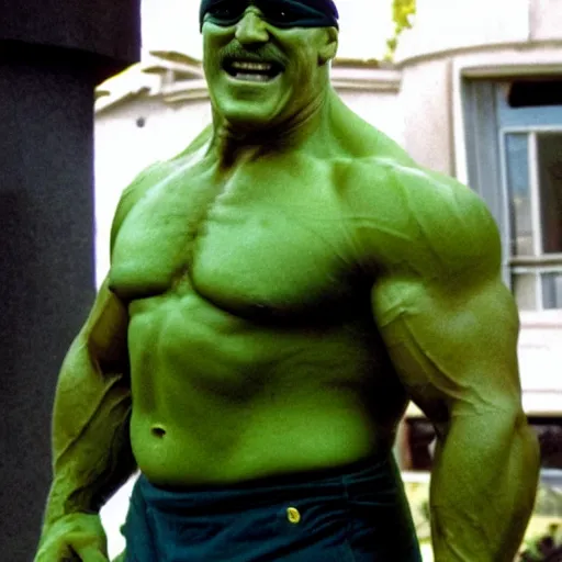 Image similar to hulk hogan as green hulk