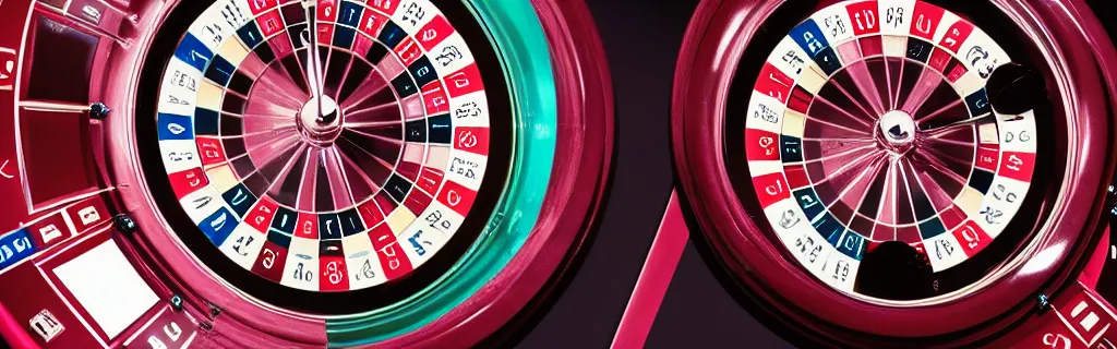 Prompt: memphis design of a casino wheel seen from top, retro revolution design