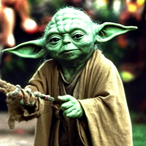 Image similar to yoda performing at woodstock