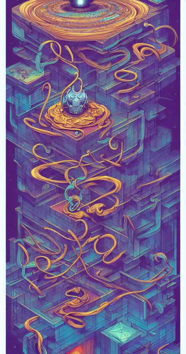 Image similar to arcane twisted turn of fate abstraction, centered award winning ink pen illustration, isometric abstract illustration by dan mumford, edited by craola, technical drawing by beeple and tooth wu, tiny details by artgerm and watercolor girl, symmetrically isometrically centered