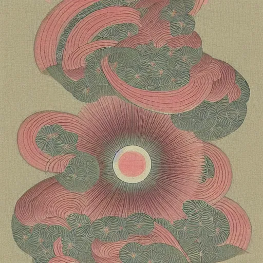 Image similar to generative, detailed, Japanese traditional art elements, muted pastel colors,