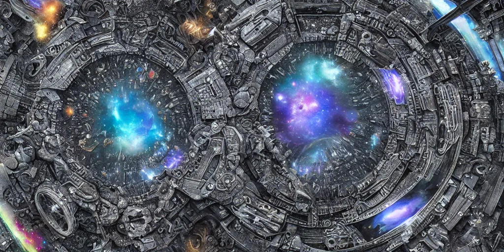 Prompt: incomprehensible space galaxy, highly detailed, epic, insanely complex, 8 k, sharp focus, hyperrealism, dark fantasy, trending on artstation