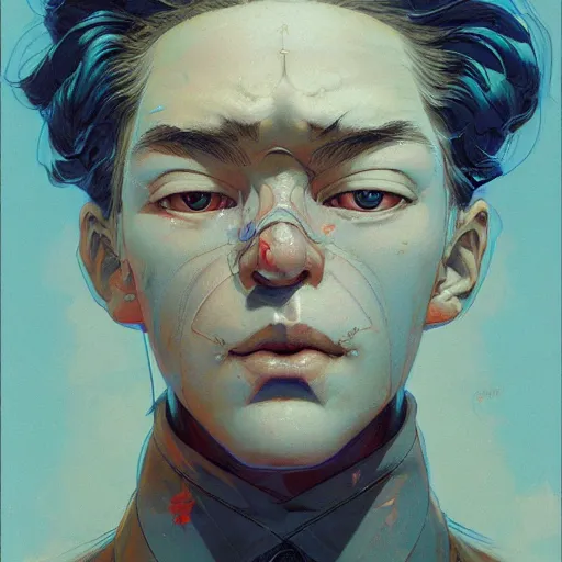 Image similar to prompt : soviet doomer portrait soft light painted by james jean and katsuhiro otomo and erik jones, inspired by akira anime, smooth face feature, intricate oil painting, high detail illustration, sharp high detail, manga and anime 1 9 9 9