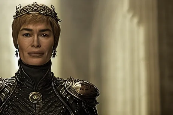 Image similar to very very intricate photorealistic photo of cersei killed by jaime lannister, photo is in focus with detailed atmospheric lighting, award - winning details