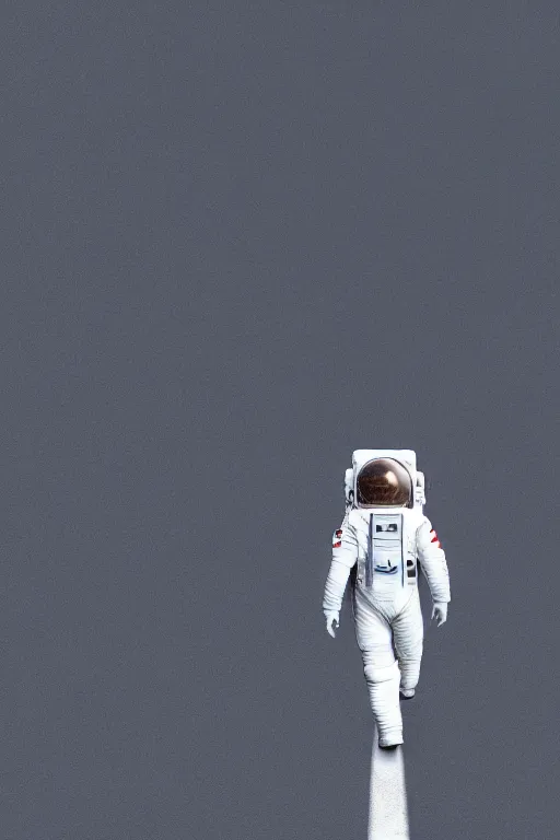 Image similar to a bottom view of a walking astronaut, low - angle view, photography, out - space background, cinematic lighting, 8 k