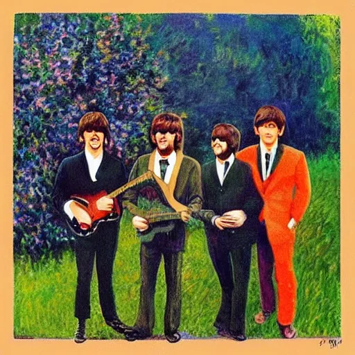 Image similar to the beatles as hilbillies by monet