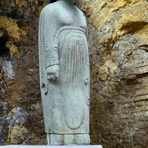 Prompt: an ancient statue of bart simpson