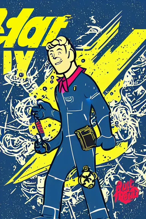 Image similar to fallout 7 6 retro futurist illustration art by butcher billy, sticker, colorful, illustration, highly detailed, simple, smooth and clean vector curves, no jagged lines, vector art, smooth andy warhol style